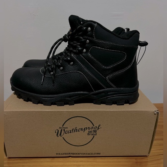 WEATHERPROOF Mens Black Jasper 1” Block Heel Hiking Boot 12 NIB - Picture 9 of 9